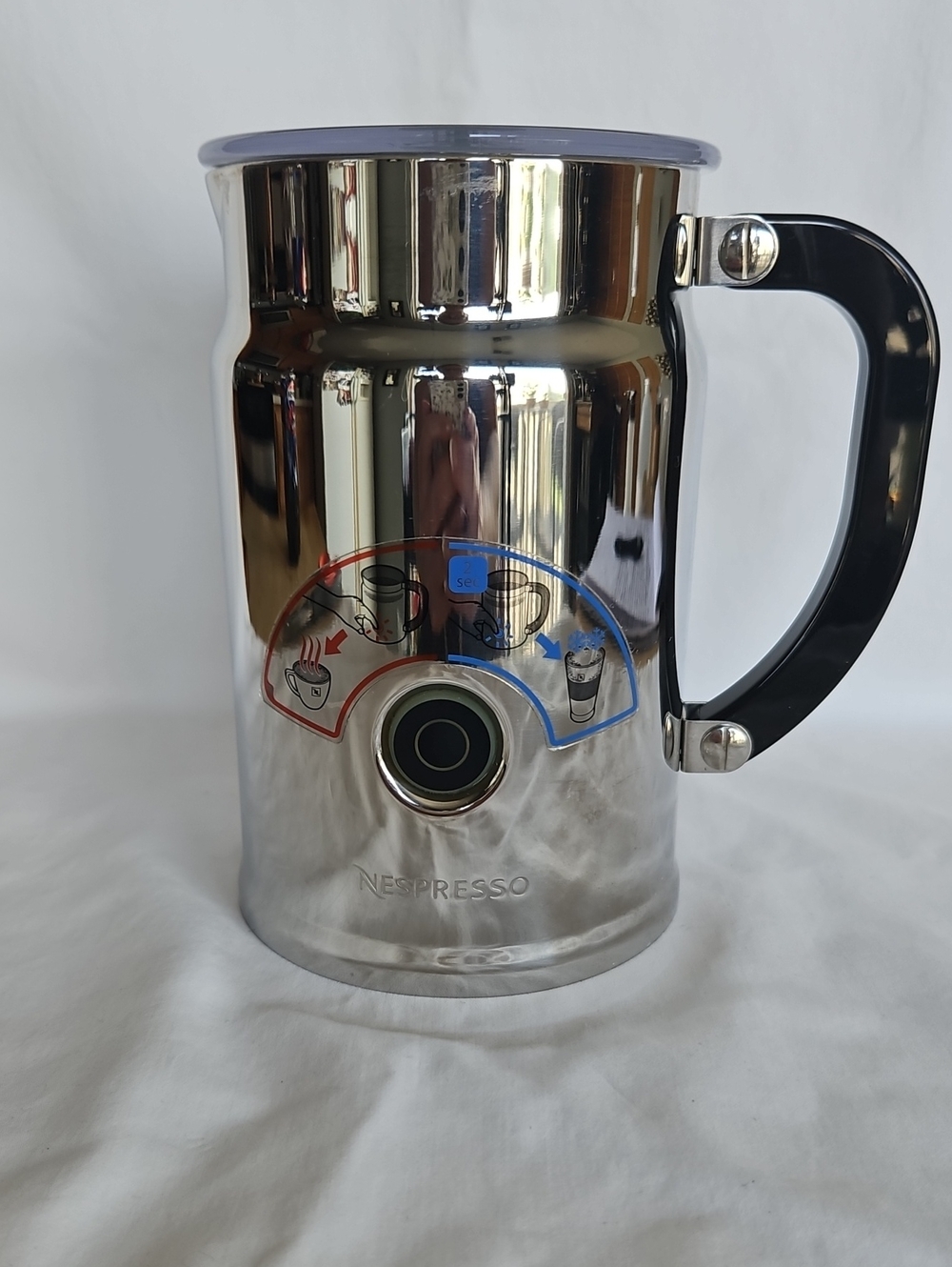 Nespresso Silver and Black Stainless Milk Frother